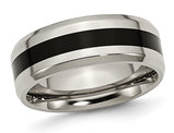 Men's 8mm Black Enamel Titanium Wedding Band Ring